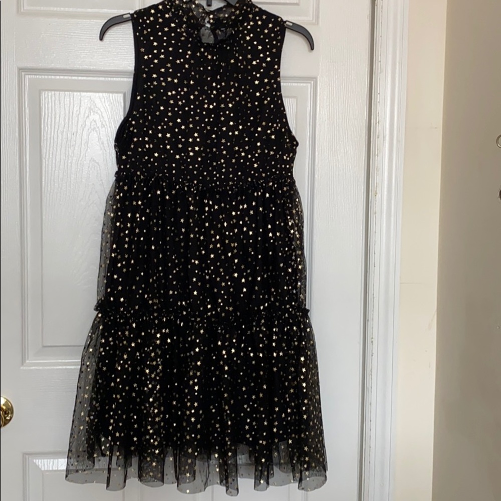 Popsugar, Black and gold star dress size Large